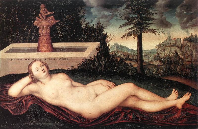 CRANACH, Lucas the Elder Reclining River Nymph at the Fountain fdg oil painting picture